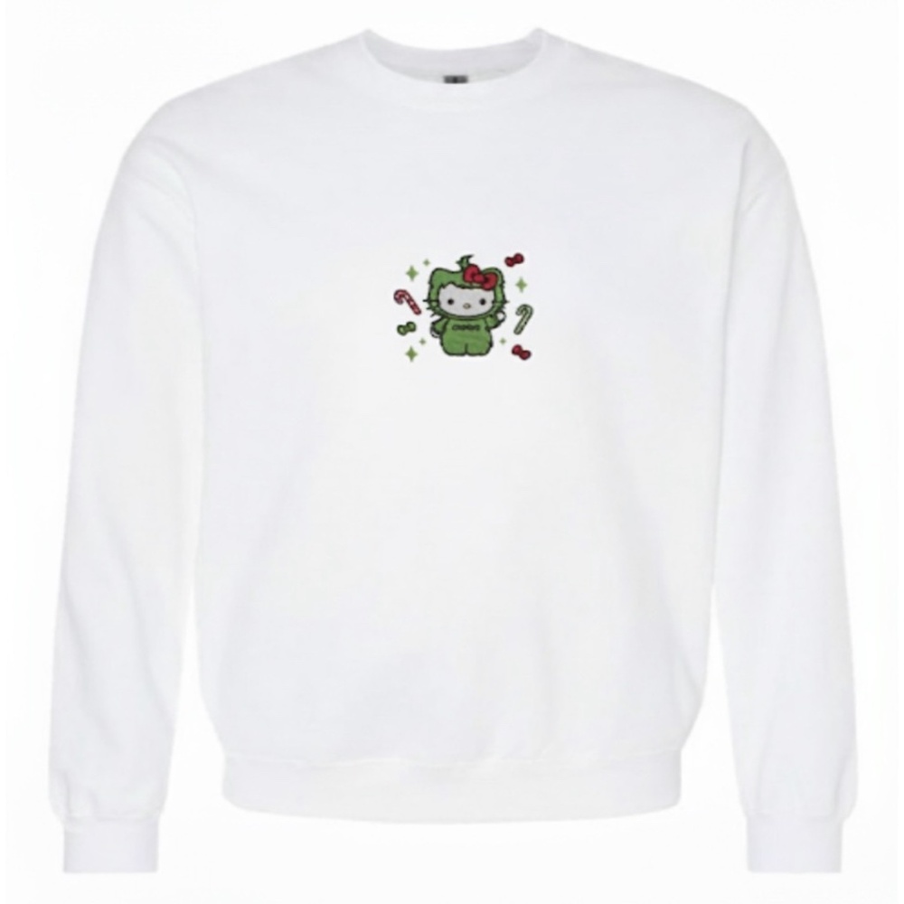 Grinch hello kitty Christmas embroidered sweater